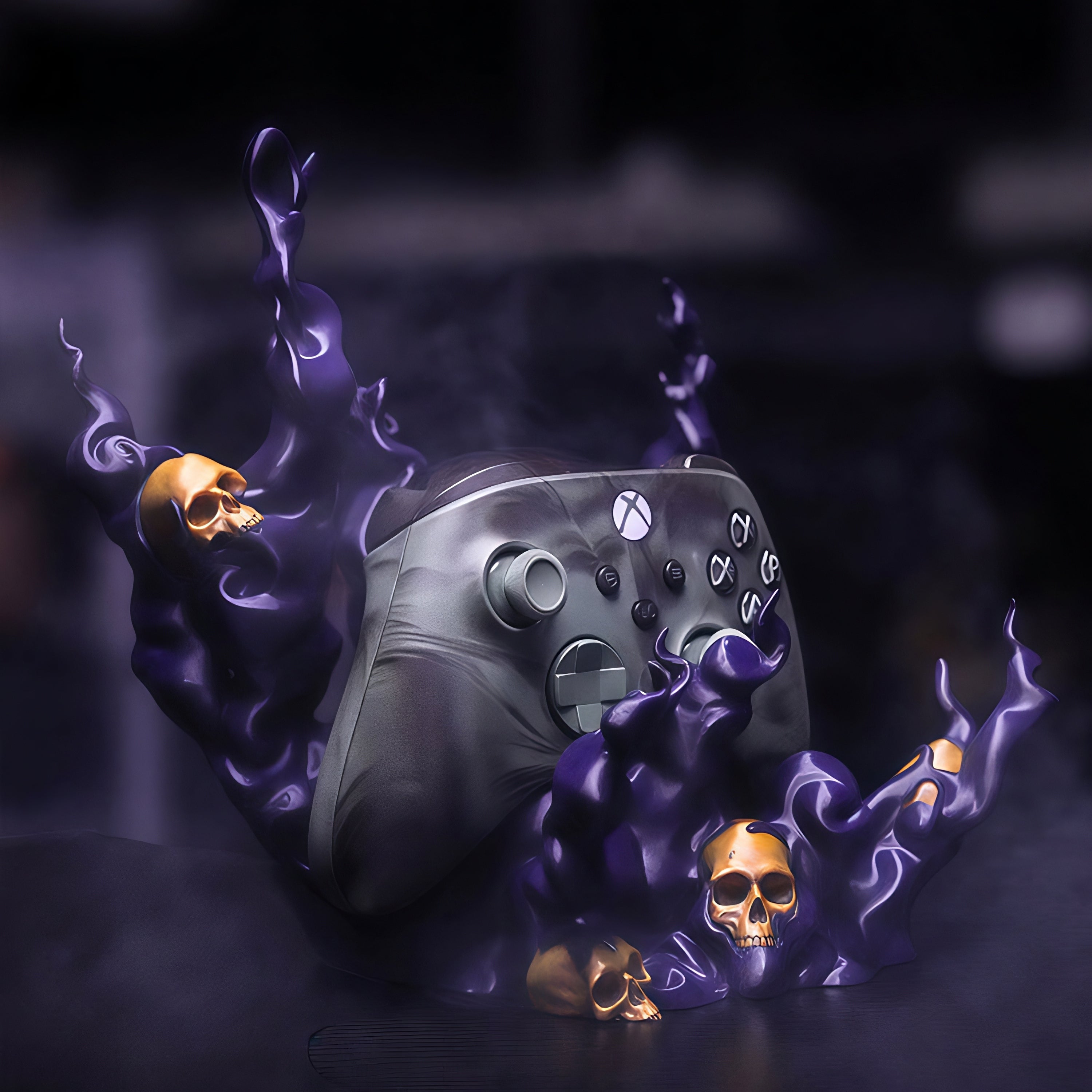 Purple Smoke & Skulls - Universal Controller Stand