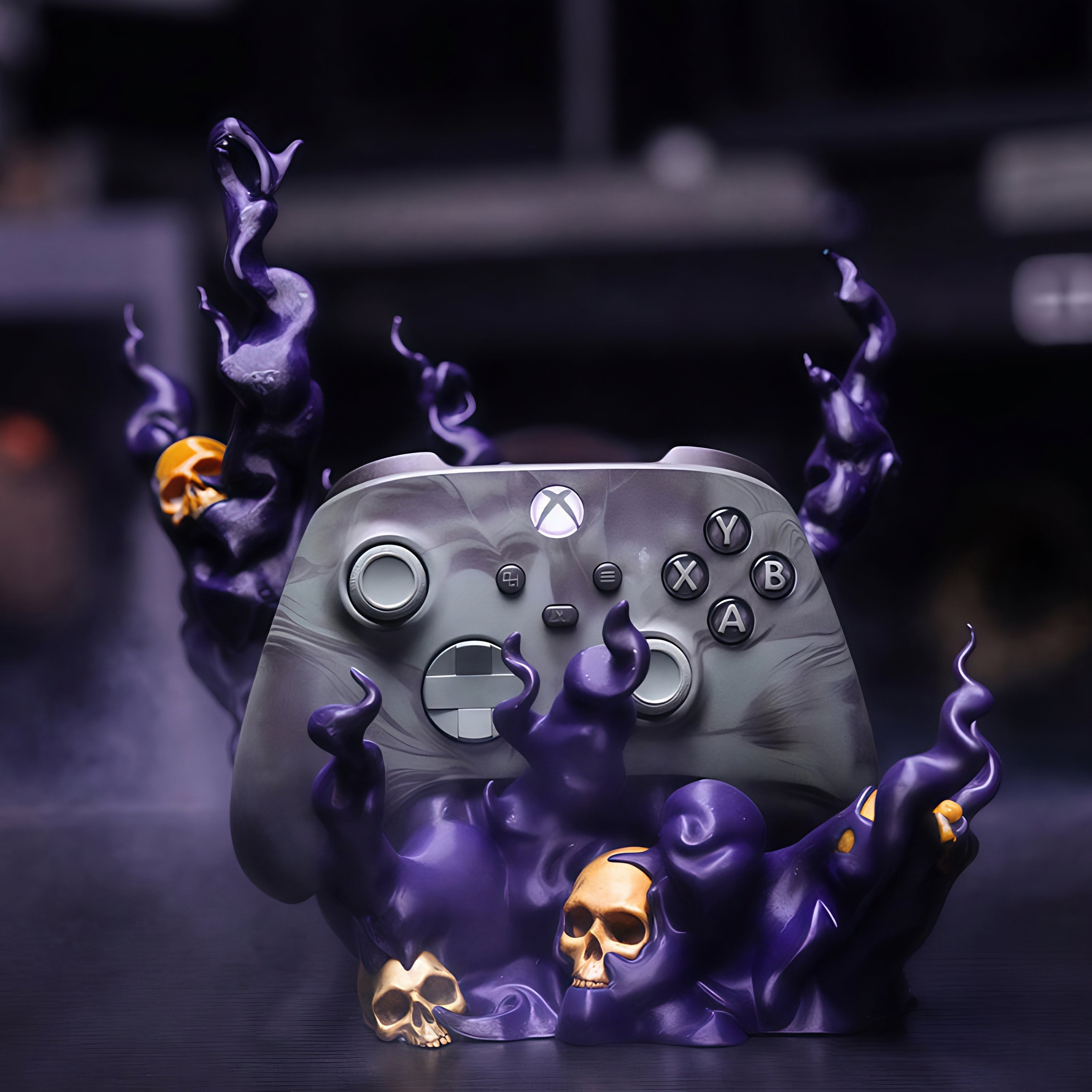 Purple Smoke & Skulls - Universal Controller Stand